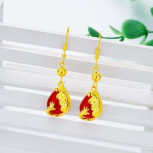 Red And Golden Color Mix Earring