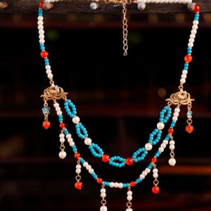 White Blue Color Bead Necklace